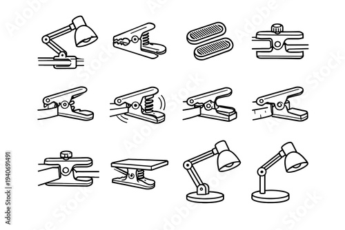 Geometry icon secure vector balanced mounting lamp strong clip icons practical tidy