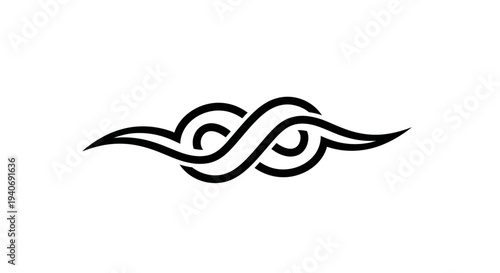 Black Abstract Swirling Lines Design Element.