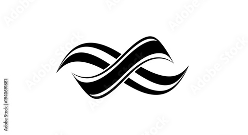 Black Abstract Swirling Lines Design Element.