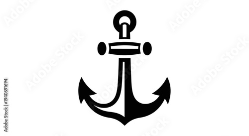 Black Anchor Symbol on White Background.
