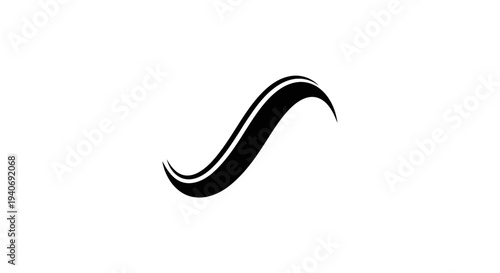 Black Curved Line Art Design Element.