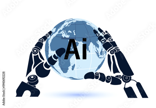 Planet in the hands of a machine