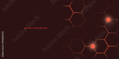 Glowing hexagonal network on maroon abstract background with luminous nodes, subtle sparks, circuit suggestion, futuristic tech vibe and data security atmosphere for technology themes.
