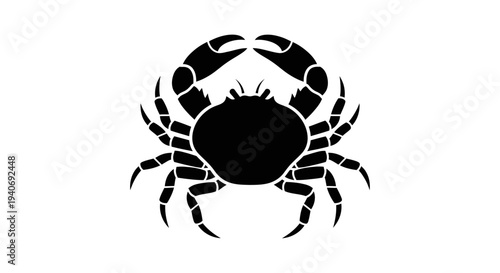 Black silhouette of a crab on a white background