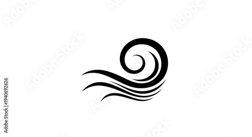 Black Swirling Wave Logo Design Element.