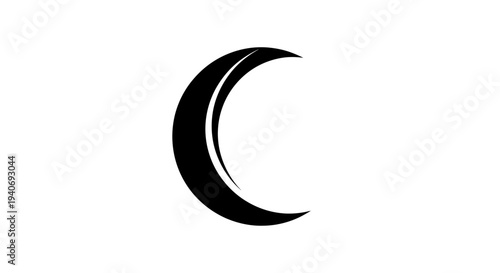 Crescent Moon Shape Silhouette Icon Symbol.