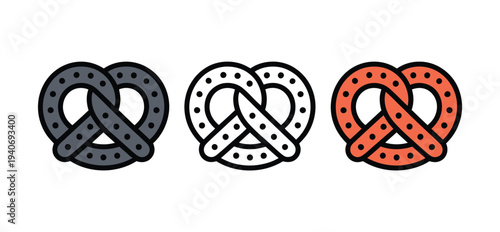 Three stylized pretzels feature varied.