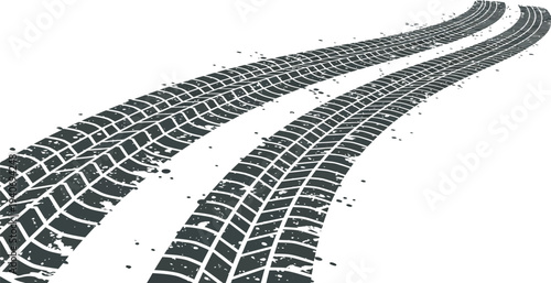 Tire Tracks on a White Background