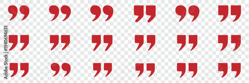 Quotation marks icon set, double quote symbol vector illustration, black quote icons in line and flat style, discussion and dialog remark signs, open and close quote symbols, vecto