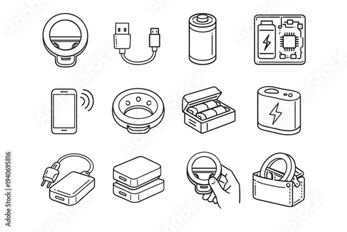 Power module clean lighting clip vector icon accessory ring operation feature selfie