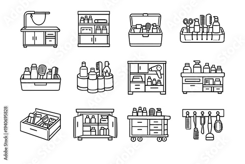 Solution grooming station storage vector tool neat tray pet icons icon