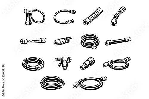 Cycling inflation hose air inflator icon channel line bike vector icons conduit