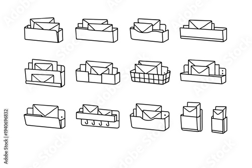 Organizer geometry concept slim shape minimal wall vector depth hardware icon holder