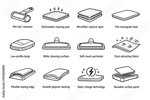 Hair pet perimeter design backing reusable pad vector remover technology rectangular fabric