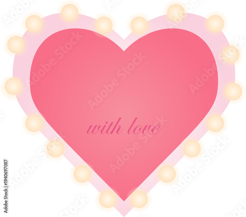 Icon in the form of a large pink heart with makeup bulbs around the perimeter