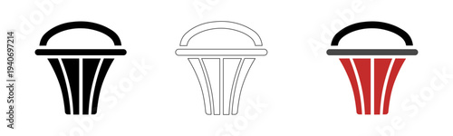 Vector trophy cup icons set black filled white outline red award winner prize victory success champion simple line illustration collection