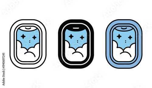 Airplane window view shows clouds.