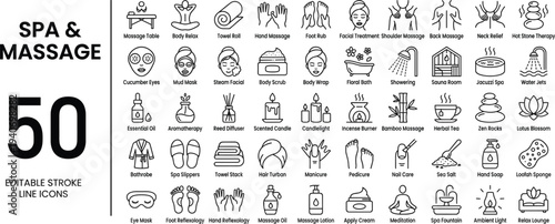 Spa and Massage Therapy Icons Set