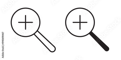Foto Zoom In Icon for magnify search view and content enlargement use in UI UX websites apps and systems Vector illustration with stroke and fill on a white background