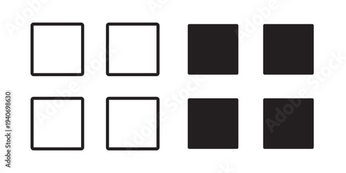 Grid Layout Icon. used for structured content organization in digital interfaces. Commonly used in dashboards, galleries, applications. Vector illustration with stroke and fill on a white background.