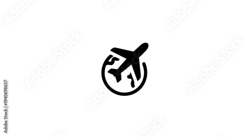 Global Travel Airplane Icon Vector. Worldwide Flight and Aviation Symbol. International Journey and Transport Concept Graphic.