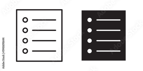 List Layout Icon. used to display organized content in rows or items. Commonly used in dashboards. Vector illustration with stroke and fill on a white background.