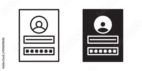 Login Form Icon. used for user authentication and account access. Commonly used in websites, mobile apps, dashboards. Vector illustration with stroke and fill on a white background.