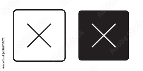 Modal Window Close Icon. used for dismissing alerts, forms, notifications, and overlay windows in web and mobile applications. Vector illustration with stroke and fill on a white background.