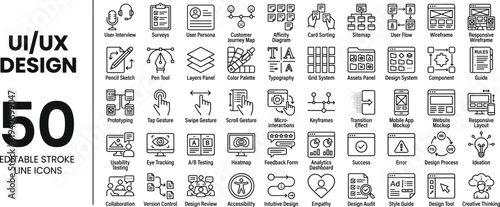 UI Design and User Interface Icons Set for Web, Mobile App and Digital Product Design Concepts