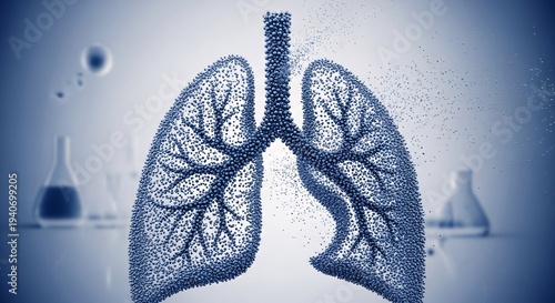 Human lungs with bronchial tree structure.