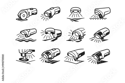 Cutter path feature cutting vector icons integrated fabric light cordless sewing assistance