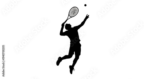 Tennis player silhouette serving ball action sport activity