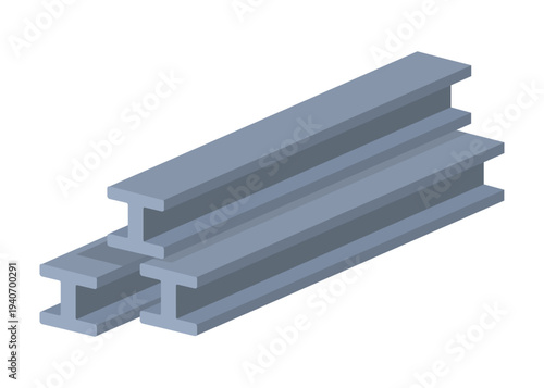 Fabricated steel girders positioned for structural installation activities, Assembled steel beams and girders awaiting installation for bridge and structural framework building