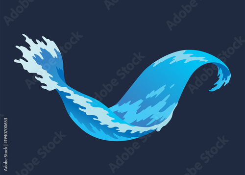 Water splashe. Fluid flow. Icon element for advertising water delivery. Blue water. Vector illustration