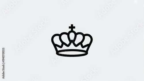 Black crown icon with cross on top is a royal symbol  simple line art
