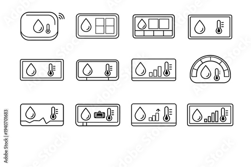 Lcd vector smart humidity module display icons feedback panel interface indicator detector