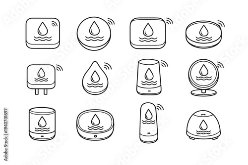 Exterior safety elegant thoughtful language detector humidity icon device smart vector shape