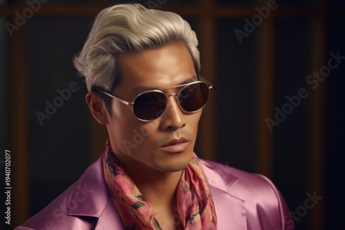 Pink Jacket and Sunglasses Man