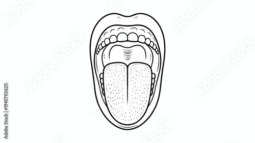 open mouth with tongue and teeth showing