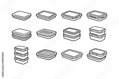 Neat organization icon vector stacking set container stable top lid nesting