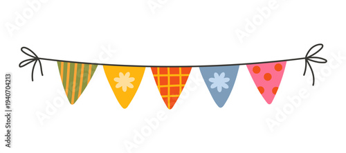 Holiday garland with flags, colorful banners, decor for celebrations and special occasions, vector illustration