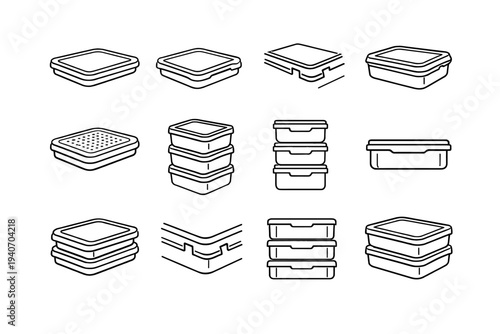 Feature refined ridge shoe stackable icon nesting outline container vector silhouette stacking