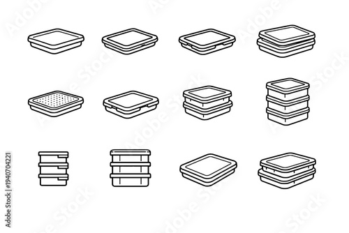 Vector top outline containers tidy container stable raised shoe lid icon stackable