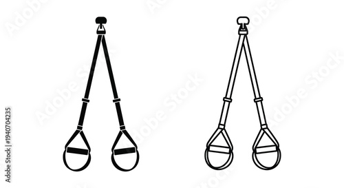 Two suspension trainers depicted in a stark black silhouette high quality