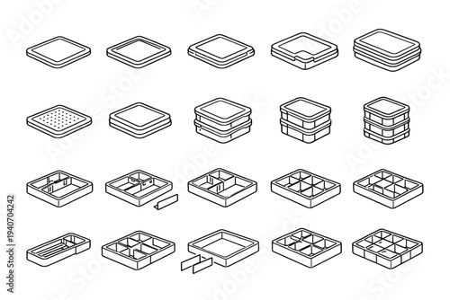 Icons vector storage container stable surface interlocking top modern secure icon stackable