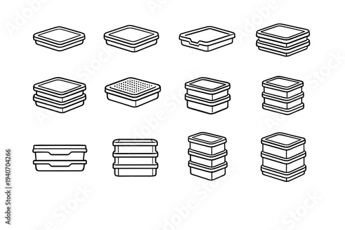 Geometry outline silhouette neat organizer icon raised stackable stacking icons vector organization