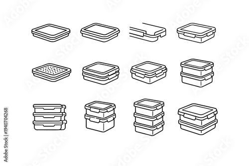 Wall mounted stackable form groove icon vector container edge geometry concept storage