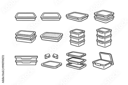 Vector silhouette tidy icon raised form set surface modern top concept