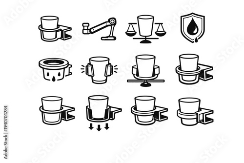 Appearance reliability holder icon cup distribution outline vector clip icons silhouette refined