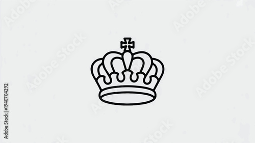 Simple black line drawing of crown with cross on top symbolizing royalty and power